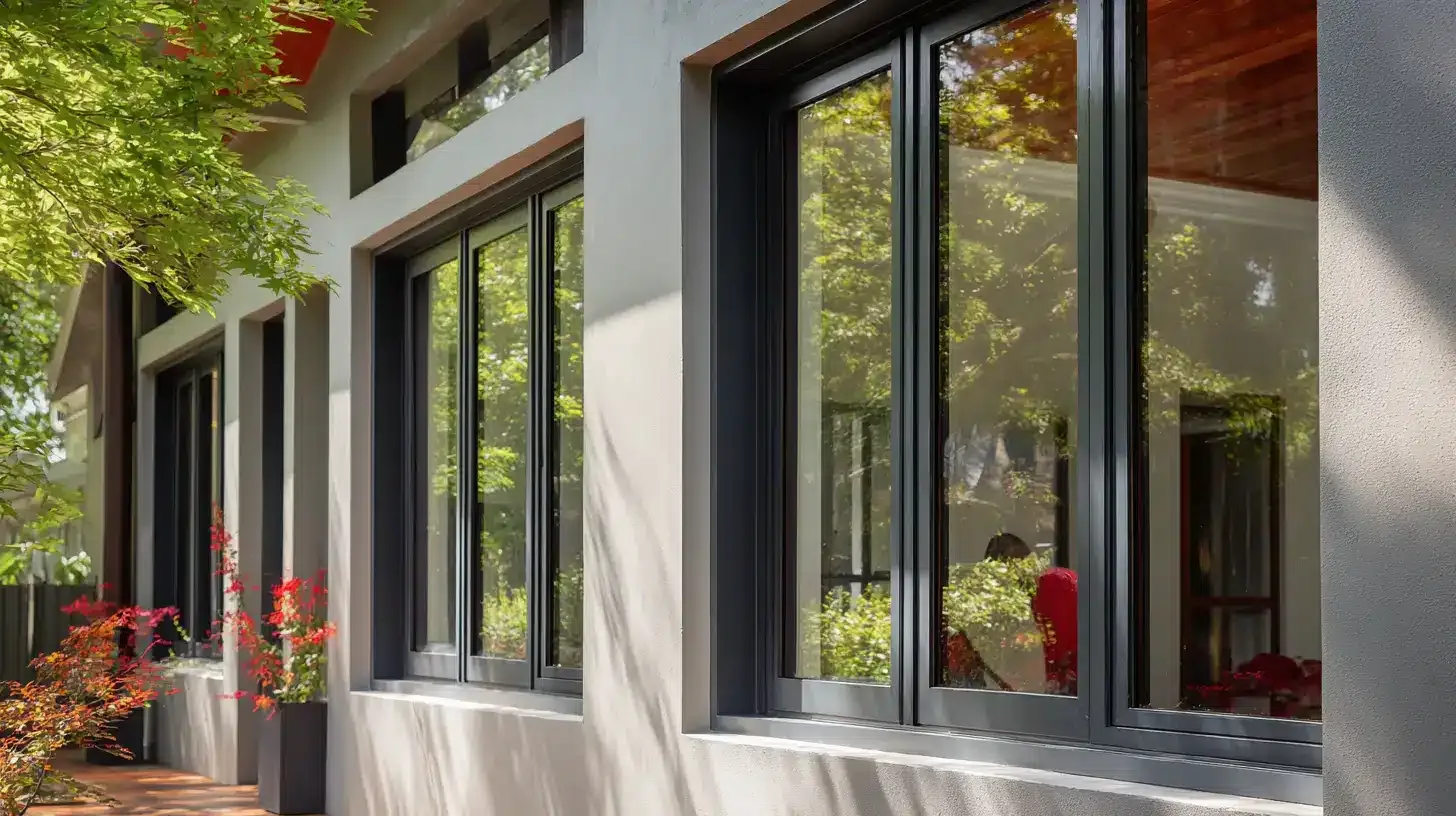 Aluminium window painting Adelaide - charcoal frame respray by Paint Professionals